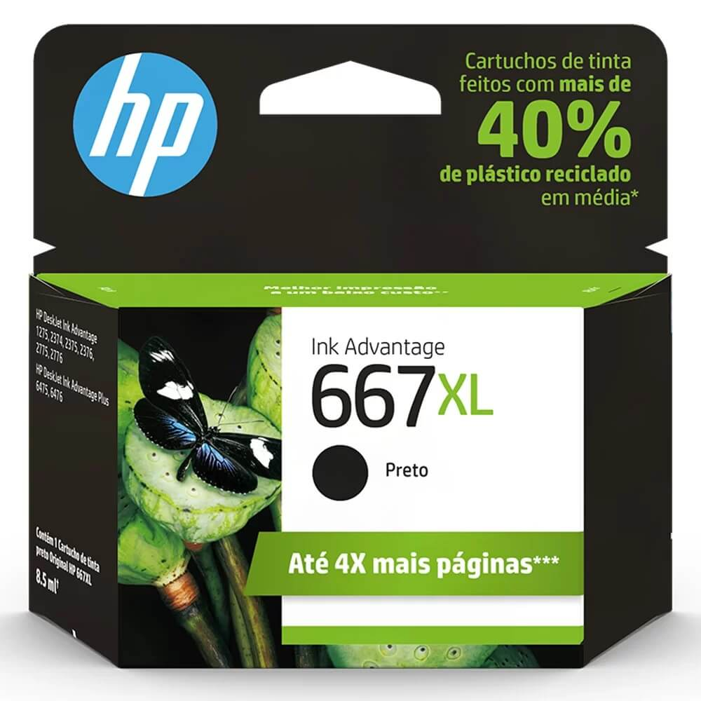 Cartucho de Tinta HP 667 XL Advantage 3YM81AB - Preto