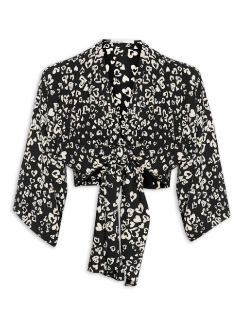 Blusa Feminina Ampla Nó Estampa Xodó - Preto Blusa Feminina Ampla Nó Estampa Xodó - Preto
