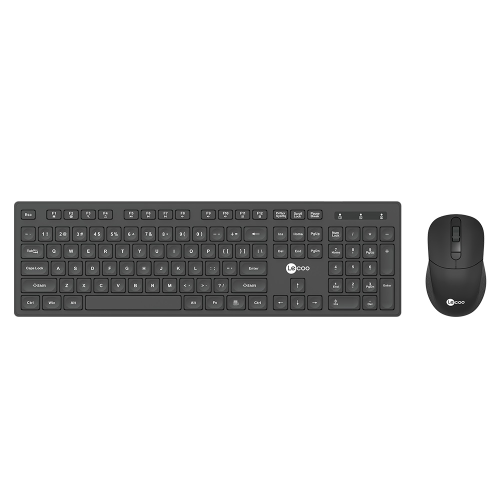 Kit Lecoo KW201 Teclado Membrana ABNT2 Mouse Óptico DPI 2400 - Preto