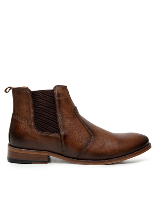 Bota Em Couro Masculina Chelsea - Marrom Bota Em Couro Masculina Chelsea - Marrom
