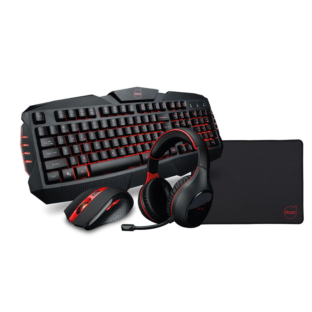 Kit Gamer Dazz Arsenal Teclado USB Mouse 4000 DPI Headset USB Mouse Pad 36 x 28cm - 625237