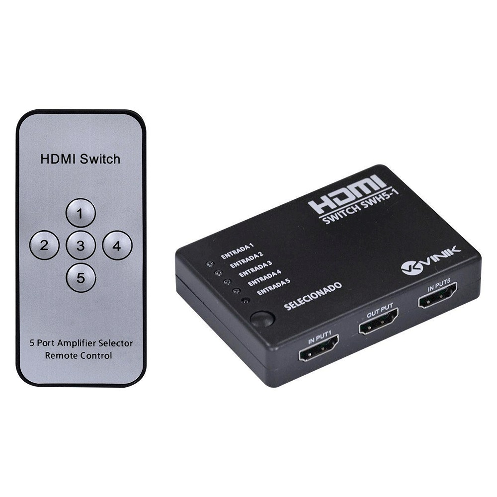 Chaveador MD9 7265 HDMI Switch 5 Portas - Preto Chaveador MD9 7265 HDMI Switch 5 Portas - Preto