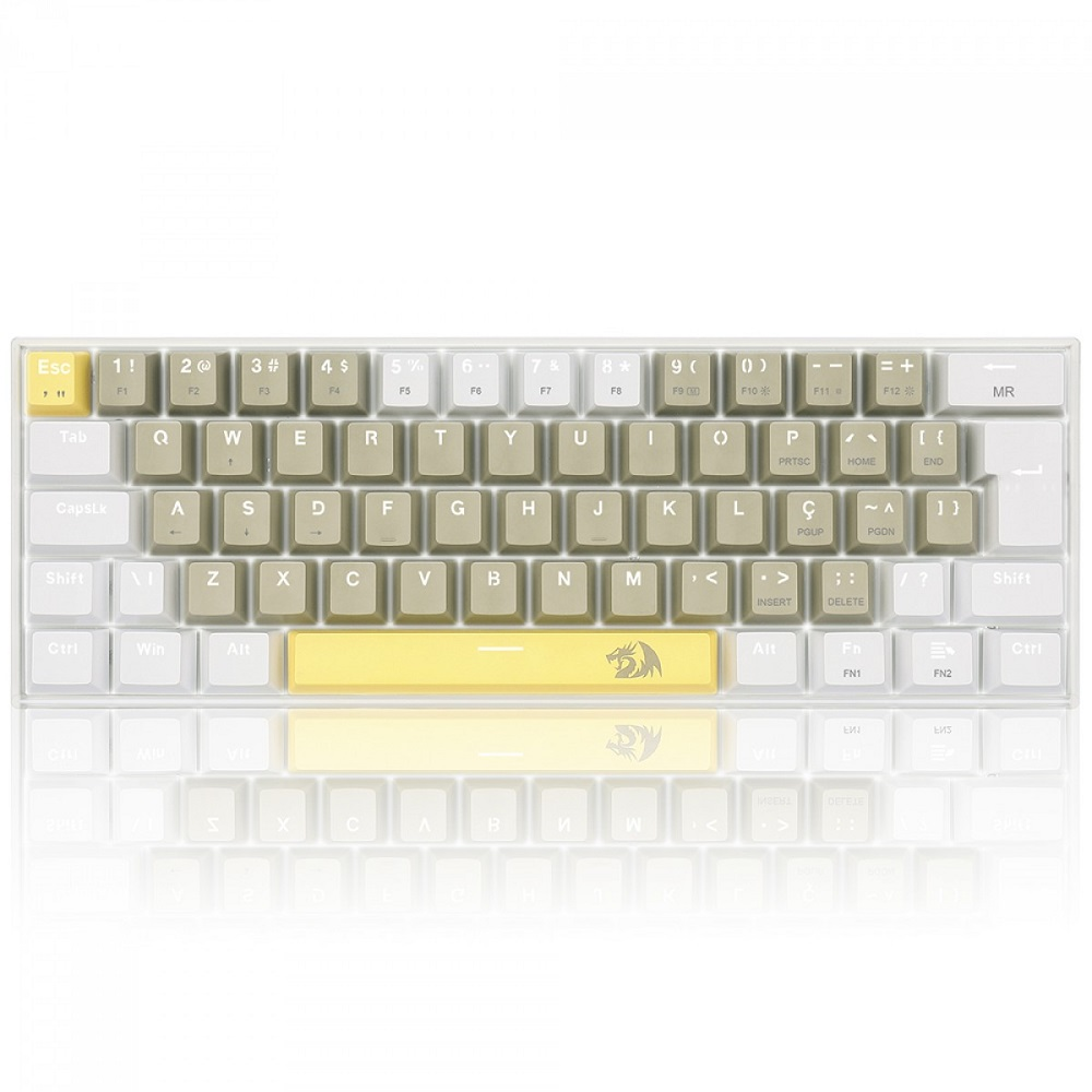 Teclado Mecânico Redragon Lakshmi Sunrise Switch Brown LED Branco C/Fio Branco