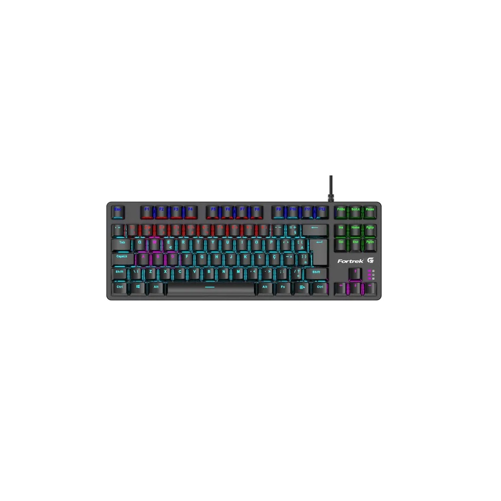Teclado Mecânico Fortrek Hawk Compact Switch Outemu Brown Rainbow C/Fio Preto