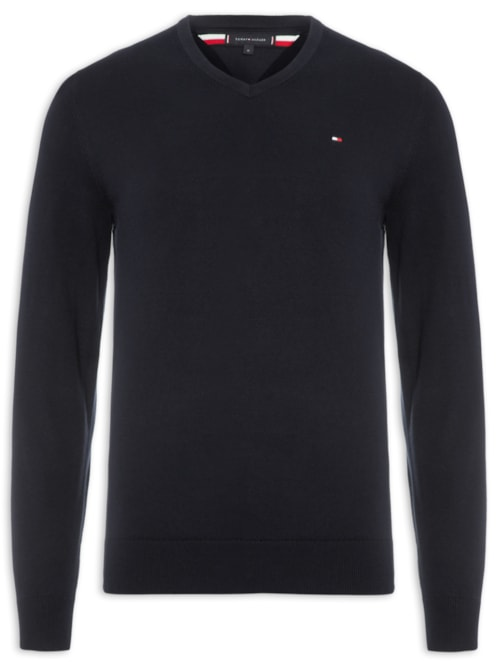 Suéter Masculino Signature V Neck - Azul Suéter Masculino Signature V Neck - Azul