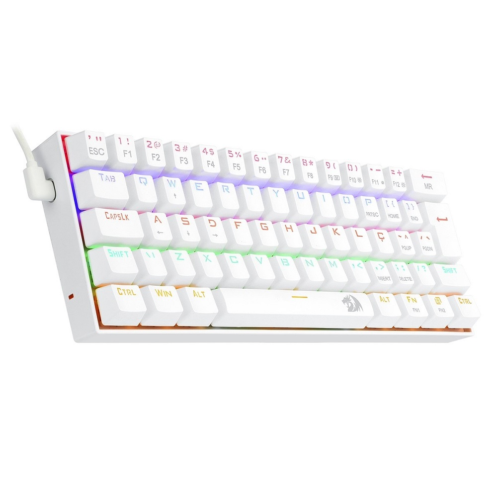 Teclado Gamer Mecânico Redragon Lakshmi Lunar White Rainbow - K606W-R (PT-RED)