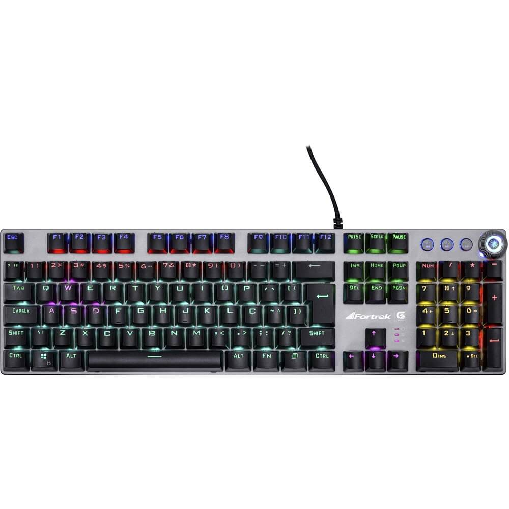 Teclado Gamer Fortrek PRO K7 RGB Mecânico Switch KRGD Blue USB Prata - 67702