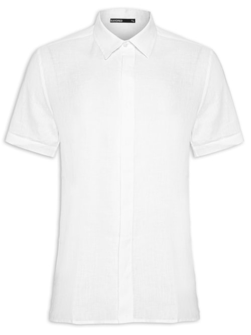 Camisa Masculina Linho Manga Curta - Off White Camisa Masculina Linho Manga Curta - Off White