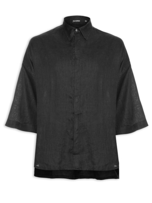 Camisa Masculina Linho Ampla Cava - Preto Camisa Masculina Linho Ampla Cava - Preto
