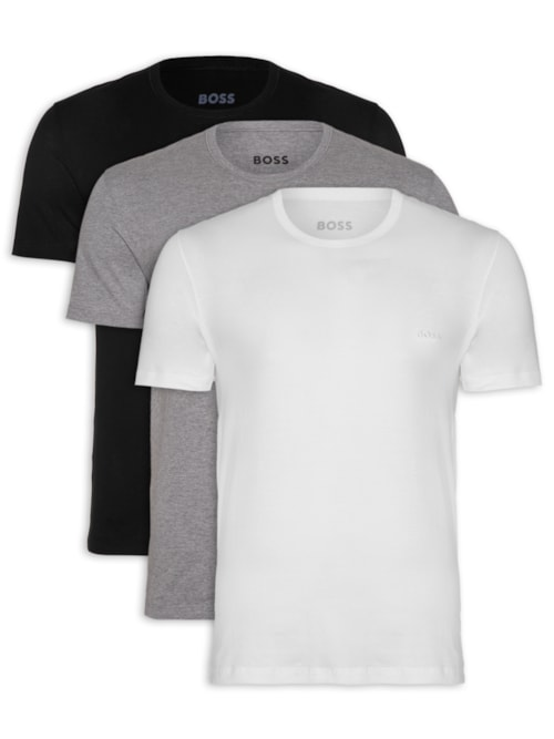 Kit Camisetas Masculinas 3 peças Rn 3P Classic - Branco - Branco Kit Camisetas Masculinas 3 peças Rn 3P Classic - Branco - Branco