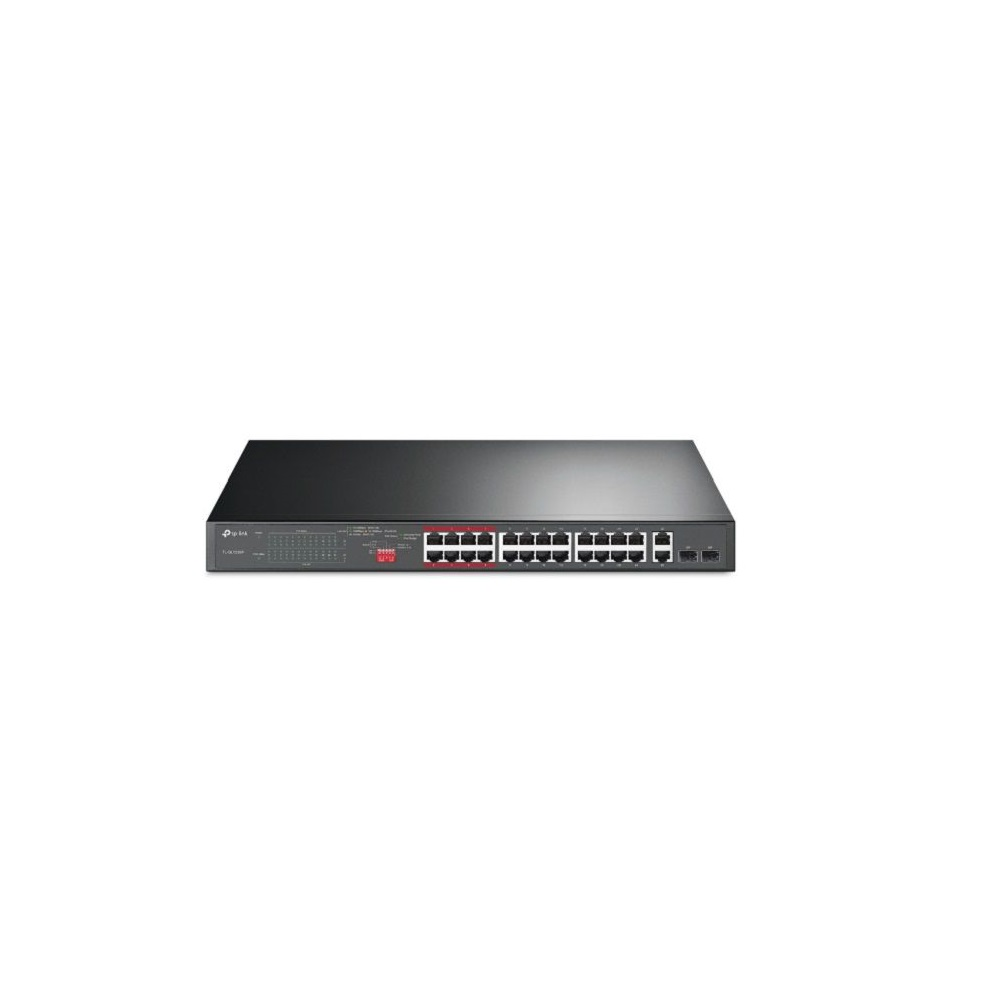 Switch TP-Link TL-SL1226P 24 Portas POE + 2 Gigabit 10/100/1000Mbps Rack + 2 SFP