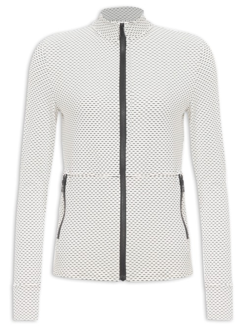 Casaco Feminino Detalhe Tela - Off White Casaco Feminino Detalhe Tela - Off White
