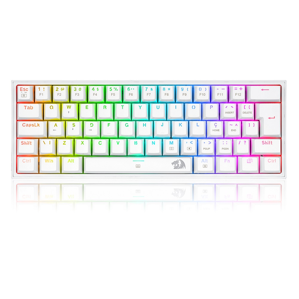 Teclado Mecânico Redragon Fizz Switch Blue RGB C/Fio Branco
