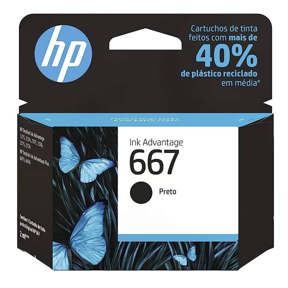 Cartucho de Tinta HP 667 Preto - 3YM79AB