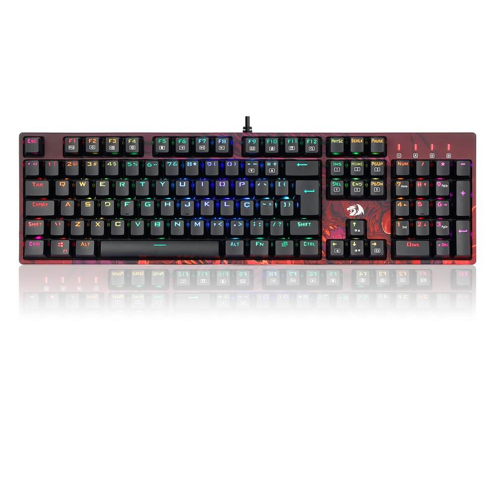 Teclado Óptico Redragon Infernal Dragon Viserion Switch Azul RGB C/Fio Preto