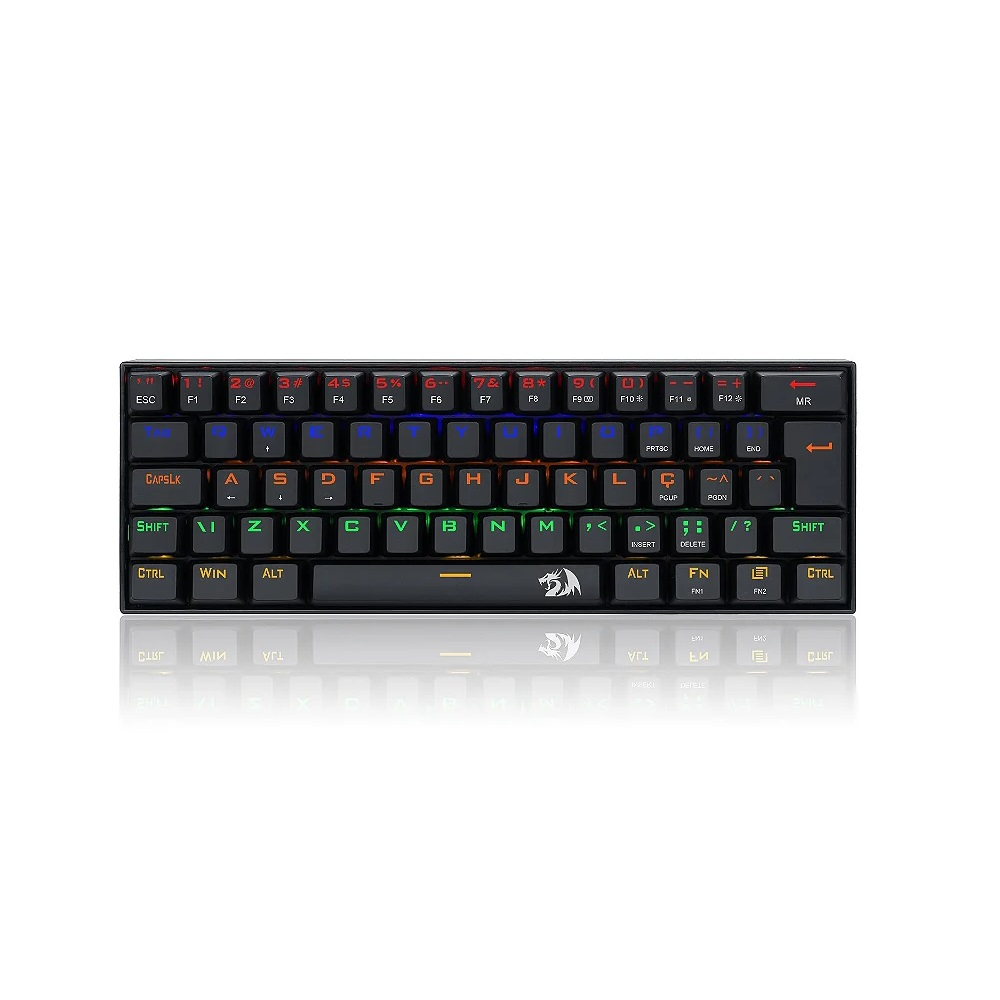 Teclado Mecânico Redragon Lakshmi Switch Vermelho Rainbow C/Fio Preto