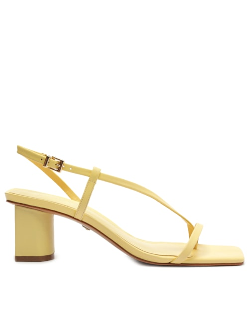Sandália Feminina New Icon Salto Baixo Couro - Amarelo Sandália Feminina New Icon Salto Baixo Couro - Amarelo