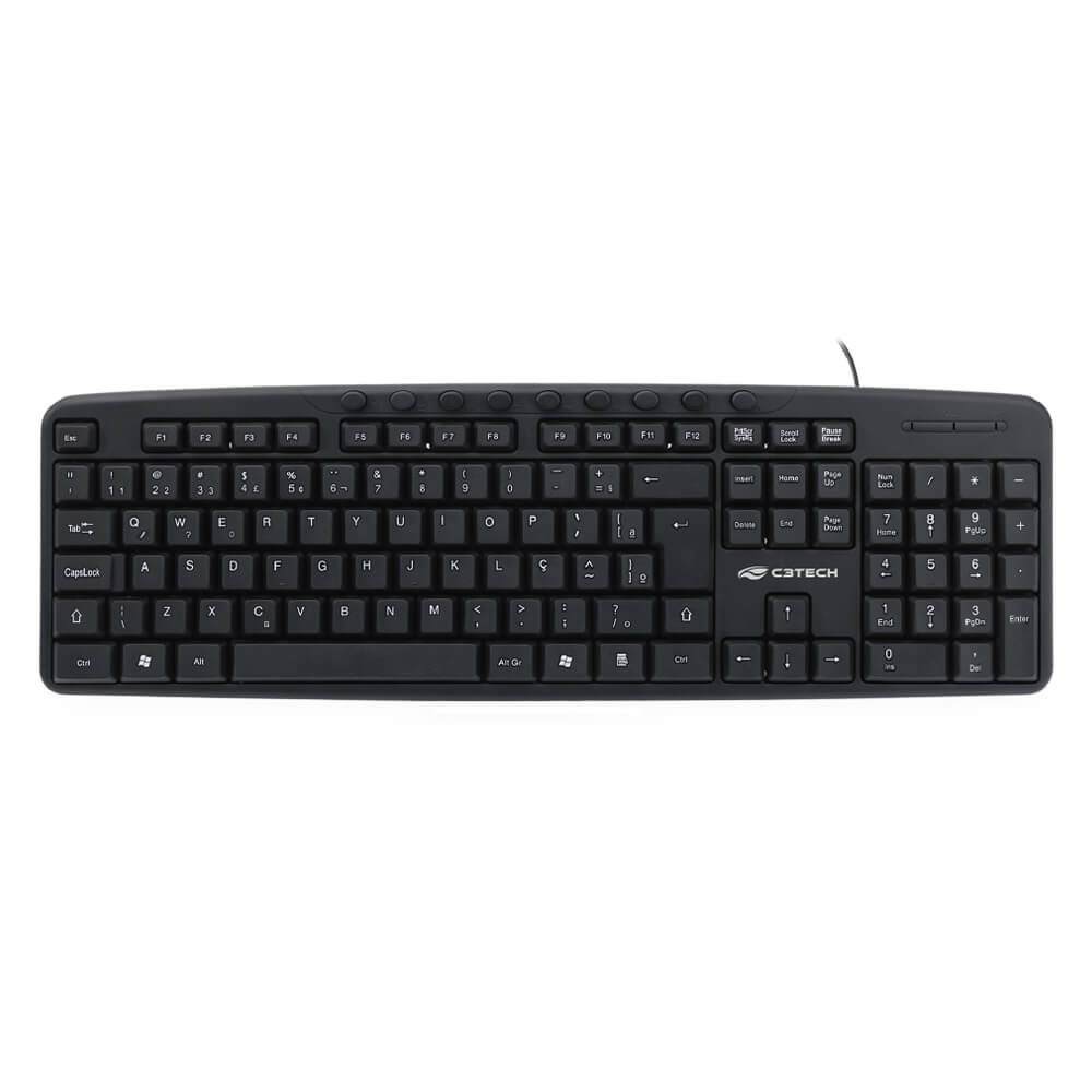 Teclado C3Tech KB-M40BK Multimídia USB C/ Fio Preto Teclado C3Tech KB-M40BK Multimídia USB C/ Fio Preto
