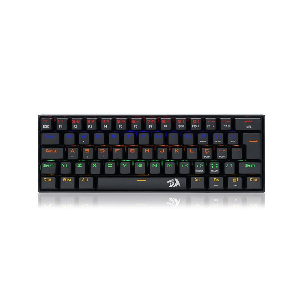 Teclado Mecânico Redragon Lakshmi Switch Marrom Rainbow S/Fio Preto