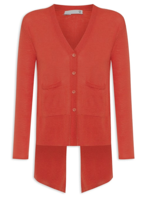 Cardigan Feminino Fenda Puro Cashmere Light - Vermelho
