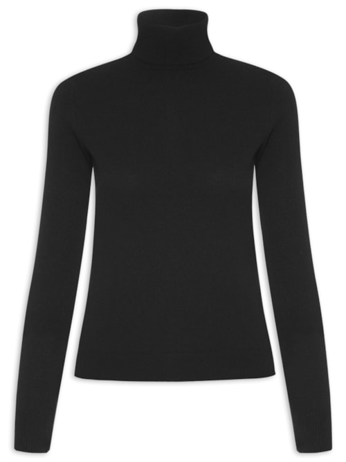 Blusa Feminina Gola Rolê Puro Cashmere - Preto Blusa Feminina Gola Rolê Puro Cashmere - Preto