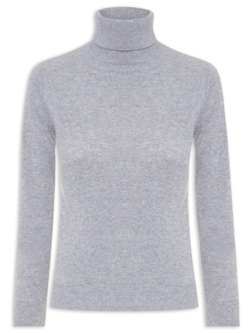 Blusa Feminina Gola Rolê Puro Cashmere - Cinza Blusa Feminina Gola Rolê Puro Cashmere - Cinza