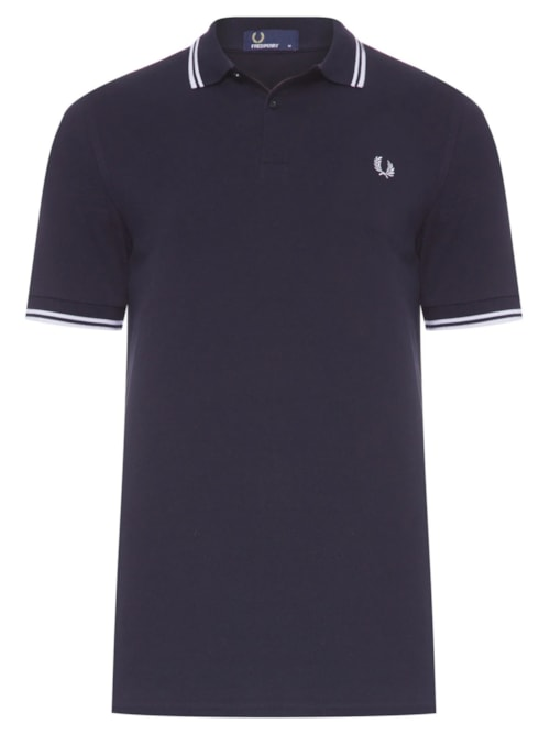 Polo Masculina Twin Tipped Regular Fit Em Piquet De Algodão - Azul