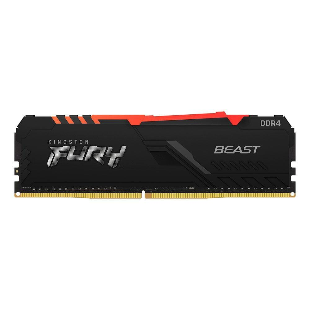 Memória Kingston Fury Beast RGB 16GB DDR4 3200Mhz Preto - KF432C16BBA/16