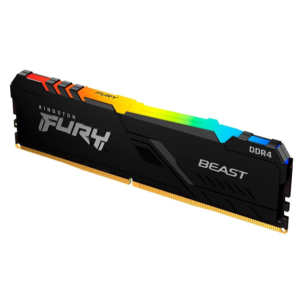 Memória Kingston Fury Beast RGB 16GB DDR4 3600Mhz Preto - KF436C18BBA/16