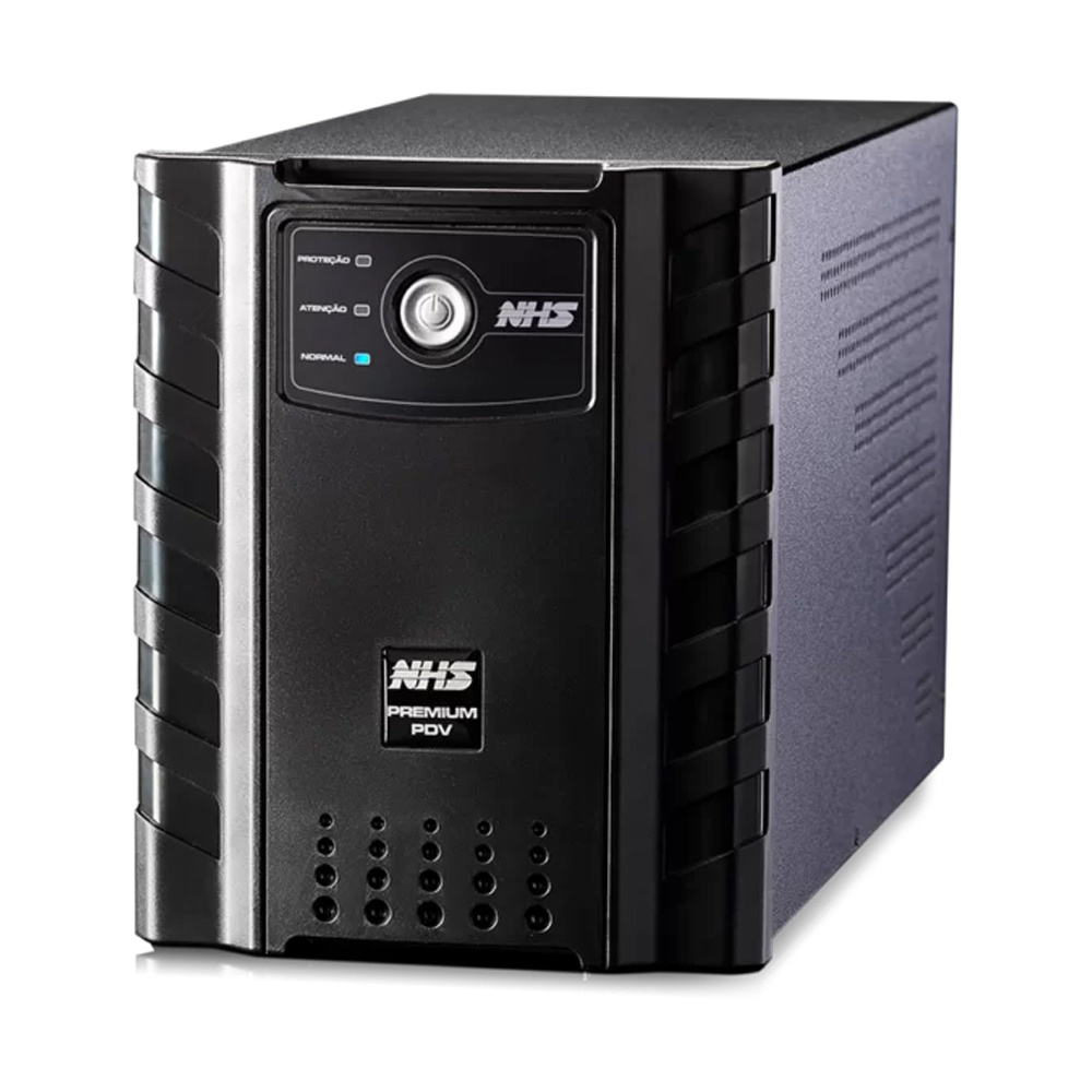 Nobreak NHS Premium PDV 1200VA/720W Preto (E.Bivolt / S.120V ou 220V Jumper Interno / Estac 1 x 45Ah / RS232)