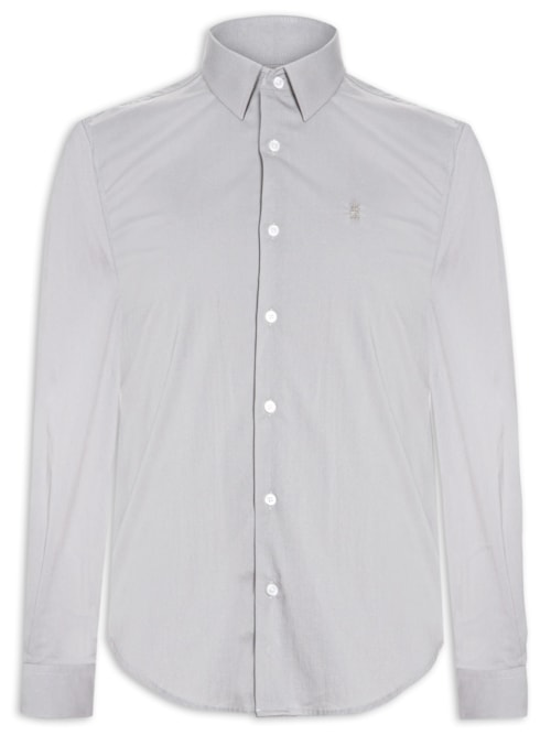 Camisa Masculina Manga Longa Tricoline Elastano - Cinza Camisa Masculina Manga Longa Tricoline Elastano - Cinza