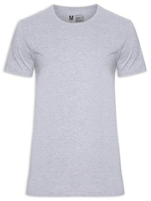 Camiseta Masculina Básica De Algodão Gola Careca - Cinza Camiseta Masculina Básica De Algodão Gola Careca - Cinza