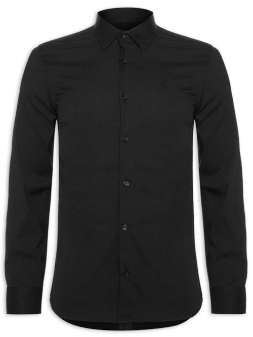Camisa Masculina Tricoline Elastano - Preto Camisa Masculina Tricoline Elastano - Preto