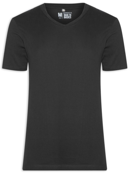 Camiseta Masculina Básica Gola V - Preto Camiseta Masculina Básica Gola V - Preto