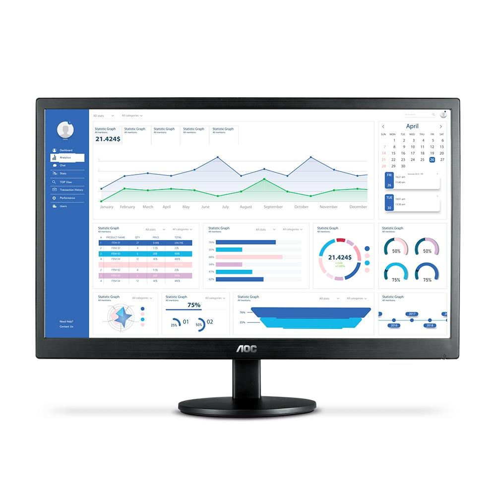 Monitor AOC 21,5" LED VGA VESA Ajuste de Inclinacao 1920x1080 Full HD E2270SWHEN