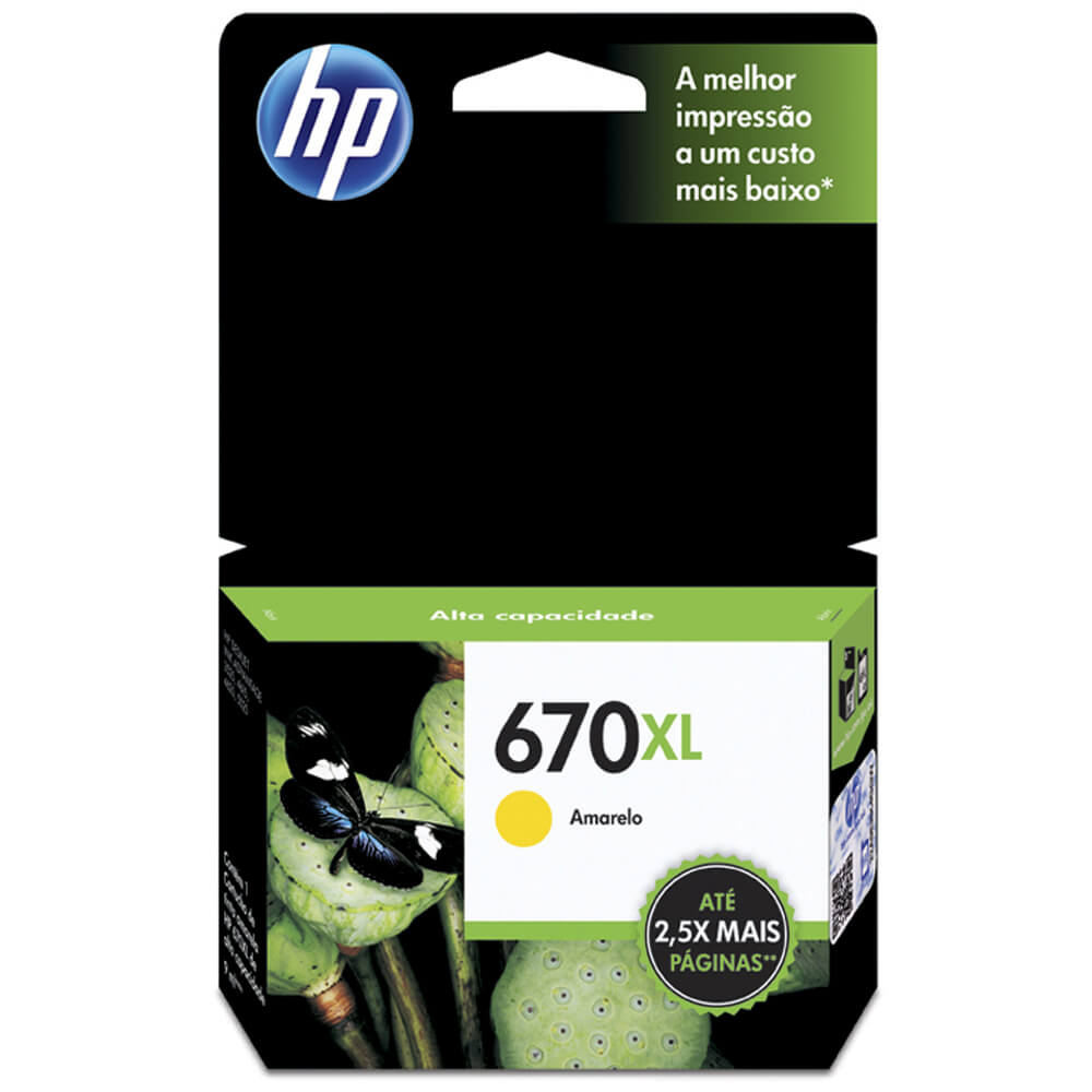 Cartucho de Tinta HP 670XL Amarelo ( CZ120AB )