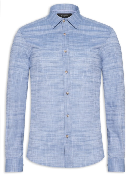 Camisa Masculina Flamê Mescla - Azul Camisa Masculina Flamê Mescla - Azul