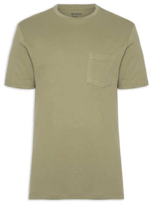 Camiseta Masculina Manga Curta Gola Careca E Basics Organic Cotton - Verde Camiseta Masculina Manga Curta Gola Careca E Basics Organic Cotton - Verde