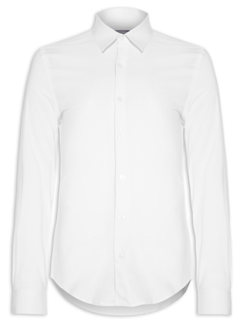 Camisa Masculina Tricoline Elastano - Branco Camisa Masculina Tricoline Elastano - Branco