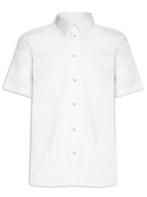 Camisa Masculina Tricoline Lycra Manga Curta - Branco