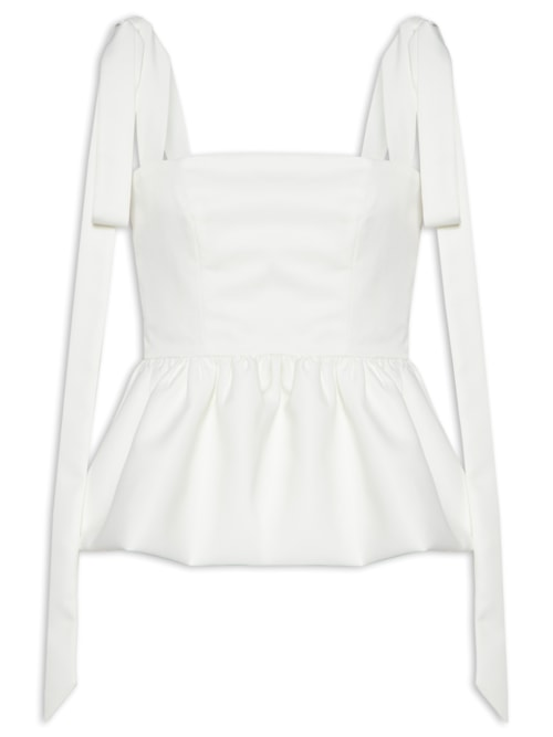 Blusa Feminina Dois Laços - Branco Blusa Feminina Dois Laços - Branco