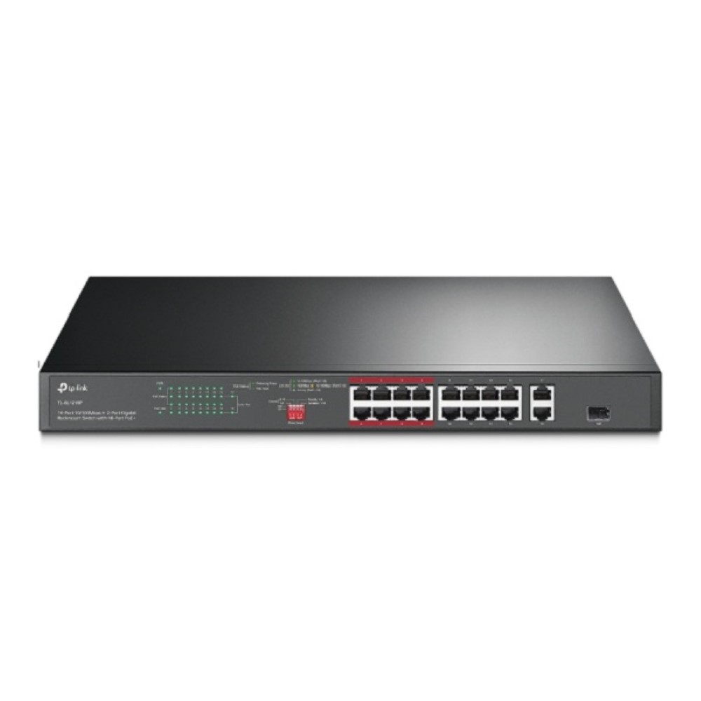 Switch TP-Link TL-SL1218P 16 Portas POE + 2 Gigabit 10/100/1000Mbps Rack + 1 SFP Switch TP-Link TL-SL1218P 16 Portas POE + 2 Gigabit 10/100/1000Mbps Rack + 1 SFP