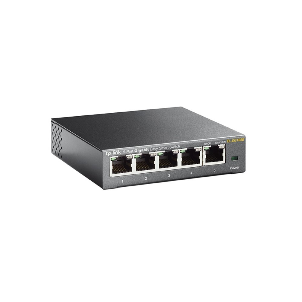 Switch TP-Link TL-SG105E Easy Smart 5 Portas RJ45 10/100/1000Mbps Switch TP-Link TL-SG105E Easy Smart 5 Portas RJ45 10/100/1000Mbps