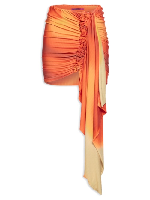 Saia Drapeada Estampado - Laranja Saia Drapeada Estampado - Laranja