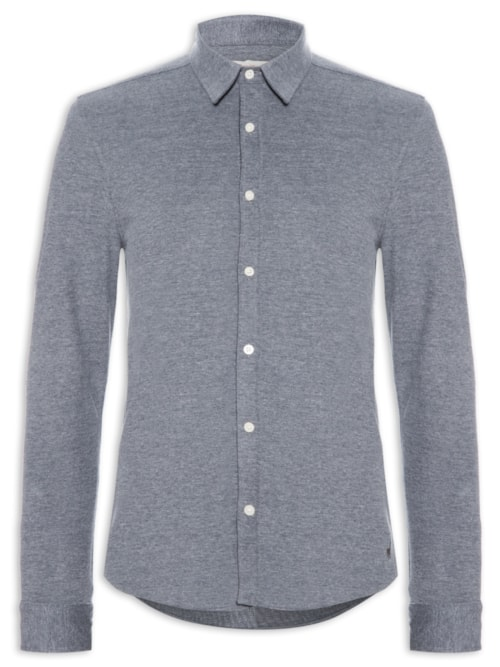 Camisa Masculina Piquet Mescla - Cinza Camisa Masculina Piquet Mescla - Cinza