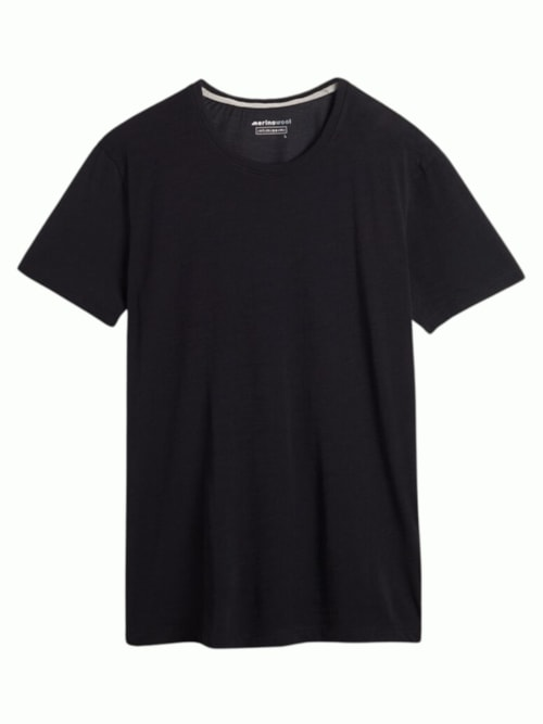 Camiseta De Manga Curta Em Lã Merino Elástica - Preto Camiseta De Manga Curta Em Lã Merino Elástica - Preto