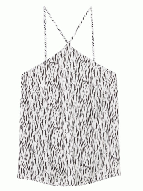 Blusa Regata Em Cetim De Viscose Go Animalier - Preto