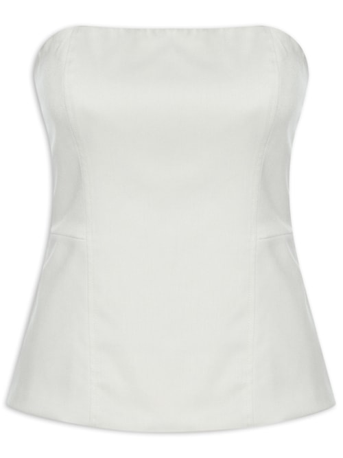 Blusa Feminina Sem Manga Com Recortes - Bege Blusa Feminina Sem Manga Com Recortes - Bege