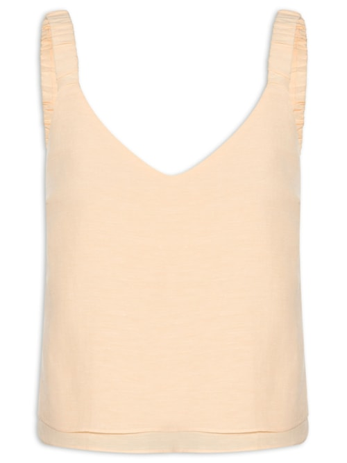Blusa Feminina Com Alça Franzida - Amarelo Blusa Feminina Com Alça Franzida - Amarelo