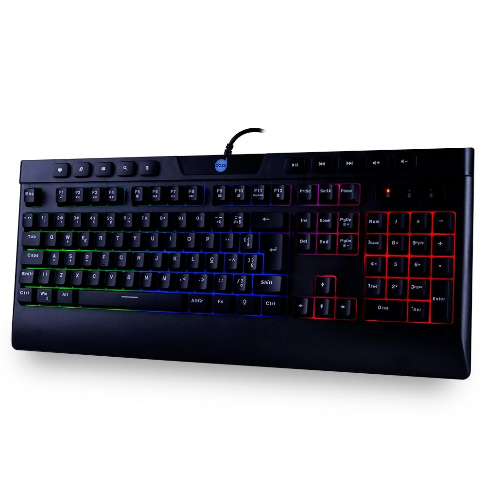 Teclado Membrana Dazz Ballistic Cinetic Multimídia Rainbow C/Fio Preto